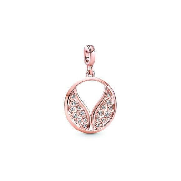 Pandora Me 14K Rose Gold Plated Cz Angel Wings Medallion Charm - Picture 1 of 2